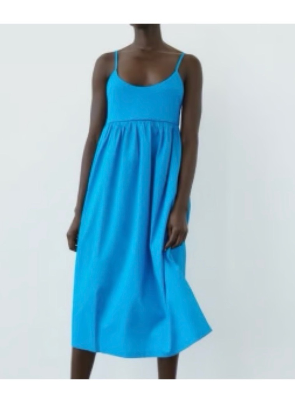 Zara Turquoise Bright blue midi dress spaghetti strap